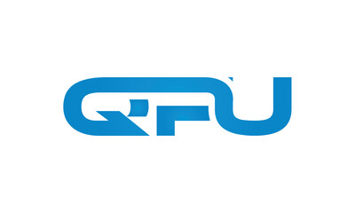 QPU monogram linked letters, creative typography logo icon
