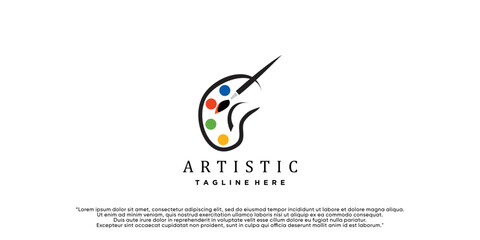 Brush and palette icon watercolor logo design