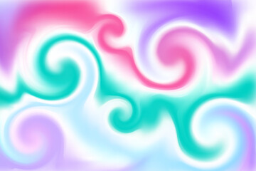 Fototapeta premium Fantasy background. Holographic illustration in pastel colors. Cute cartoon girly background. Bright multicolored sky. Vector.