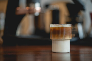 Closeup image of coffee with latte