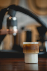 Closeup image of coffee with latte