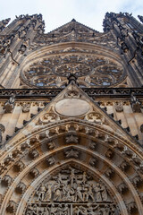 outside of Prague Cathedral facade gothic architecture, Czech Republic