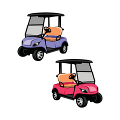 cart isolated on white background cartoon cart, golf cart logo