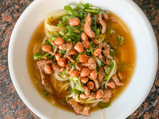 China Guangxi Cuisine Guilin Rice Noodles in Porcelain Bowls