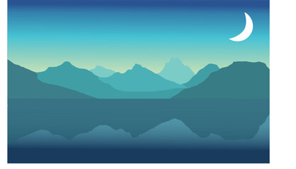 Fototapeta na wymiar Abstract illustration of mountains and lake to valley in foreground. Mountain View.vector background