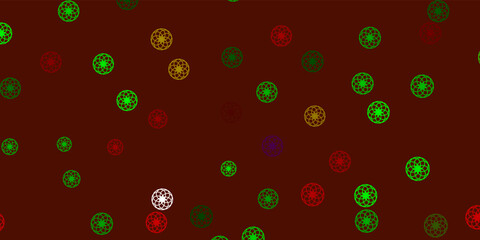 Light Green, Red vector background with bubbles.