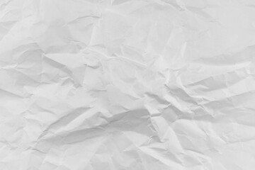 White crumpled paper texture background, clean white wrinkled paper, top view.