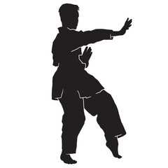 young kata karate boy silhouettes Vector Sport