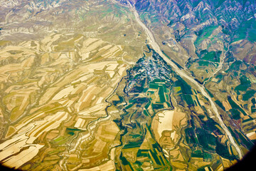 Aerial photography of the texture of the earth