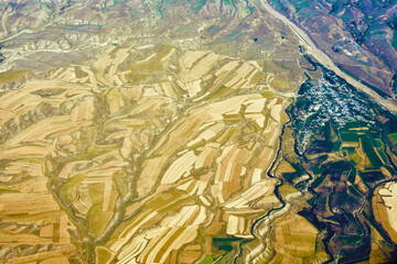 Aerial photography of the texture of the earth