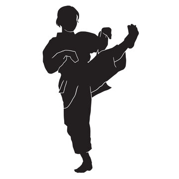 recommend clip art: young kata karate Girl silhouettes Vector Sport