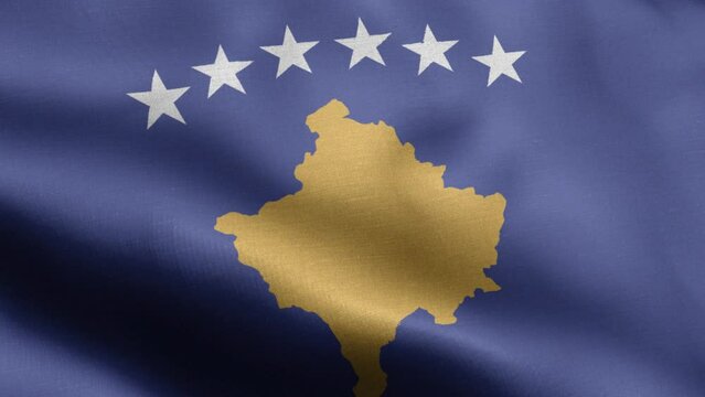 Flag Of Kosova - Kosova Flag High Detail - National flag Kosova wave Pattern loopable Elements - Fabric texture and endless loop - The flag of fluttering in the wind - Highly detailed animation of the