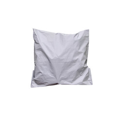 Closed grey polythene envelope mailer bag for delivery shipping packaging isolated on white background , clipping path