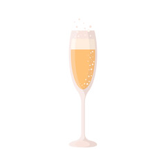 A glass of champagne on a white background