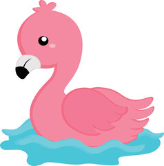 Cute Pink Flamingo Bird Animal Illustration Vector Clipart