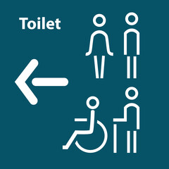 Simple sign icon with Toilet line sign