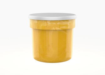 mustard sauce jar isolated on white background. 3d illustration