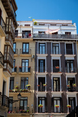 Old downtown of San Sebastian or Donostia city, touristic destination in Basque Country, north of Spain