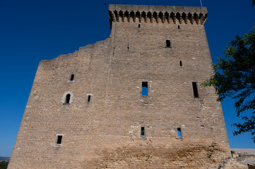 VIew on medieval buildings in sunny day, vacation destination wine making village...