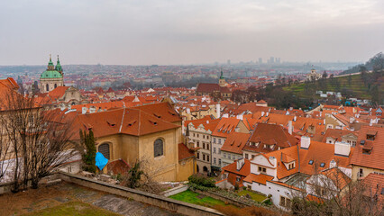 Prague castle , historical building and castle complex in old town of Prague during winter . Prague , Czech  : December 13 , 2019