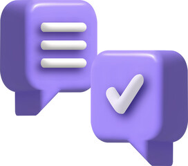 Check mark confirmation and approval icon. 3d illustration.