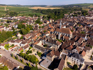 North of Burgundy wine making region, view on Chablis village with famous white dry wine made from...