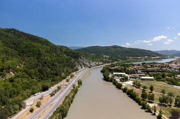 Fototapeta na wymiar View on historical city Sisteron with river Durance, gates to Provence, France