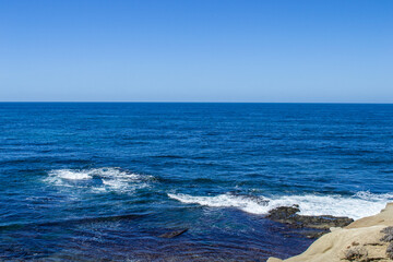 Ocean view of crashing waves in southern California west coast