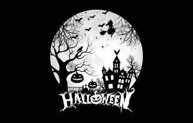 Halloween pumpkin witches t-shirt design