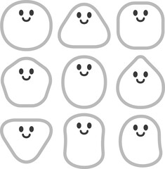 いろいろな形のキャラクターのイラストセット