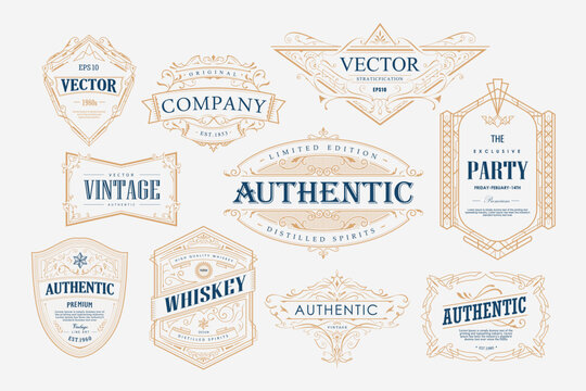 Set of vintage label badge retro vector illustration