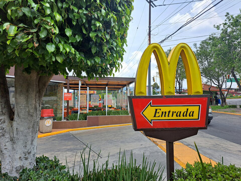 Mexico State, Mexico - Jul 12 2022: McDonald's, the hamburger and fast food restaurant, launches an expansion and digitization plan, apart from the fact that AutoMac and delivery gained strength