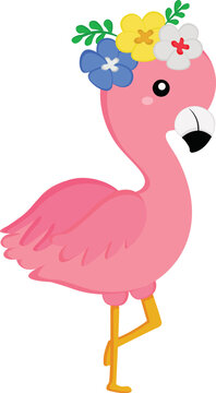 Cute Pink Flamingo Bird Animal Illustration Vector Clipart