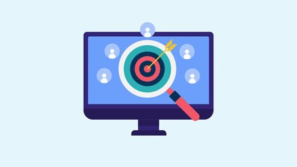 Finding target audience, searching online customer, seeking right candidate on internet conceptual animation, 