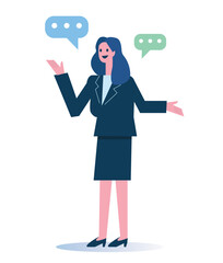 Business women talking with bubble. Business communication concept. Isolated flat graphic design. vector illustration
