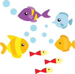 Naklejka premium Fish Sea Water Animals Illustration Vector Clipart