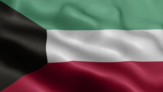 Flag Of Kuwait - Kuwait Flag High Detail - National flag Kuwait wave Pattern loopable Elements - Fabric texture and endless loop - The flag of fluttering in the wind - Highly detailed animation of the