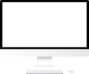 Desktop computer. Screen device mockup blank monitor.3d white screen. Isolated illustration.