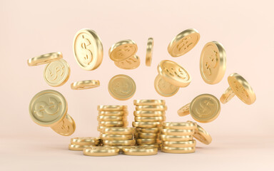 Gold coins with dollar sign