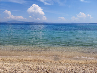 seascape with calm water on Corfu island