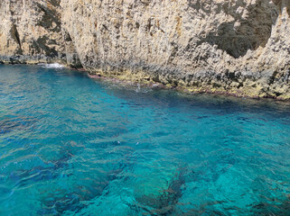 blue caves on Paxos island in Greece