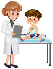 Pediatrician doctor examining boy