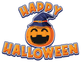 Happy Halloween word with jack o lantern