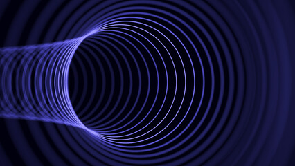 Futuristic abstract frame tunnel. 3D hole line background. For website and banner design. Big data visualization. 3d rendering.