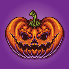 scary halloween pumpkin vector illustration