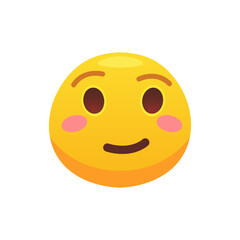 Emoji embarrassed face flat icon for web design. Cartoon yellow emotion circle icon smiling, laughing and crying isolated vector illustration. Feeling expression