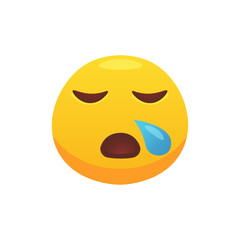 Fototapeta premium Emoji crying face flat icon for web design. Cartoon yellow emotion circle icon smiling, laughing and crying isolated vector illustration. Feeling expression