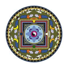 illustration of Mandala art, Tibetan Buddhist Mandala, Decorative round ornament, Isolated on white background. Arabic, Indian, ottoman motifs, Colorful Mandala Art, pictures for meditation