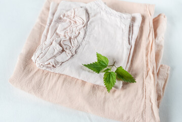 Sustainable nettle fabric clothing and nettle leaf, biodegradable natural fibres, nordic silk