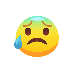 Fototapeta premium Emoji upset face flat icon for web design. Cartoon yellow emotion circle icon smiling, laughing and crying isolated vector illustration